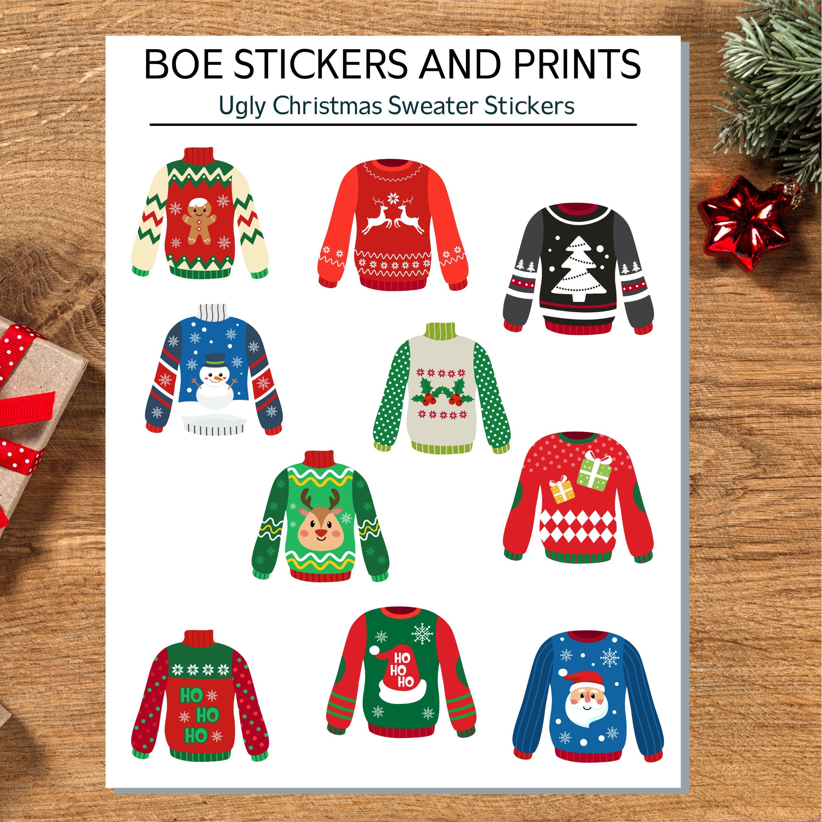 Ugly Christmas Sweater Stickers for Journals Planners  Etsy