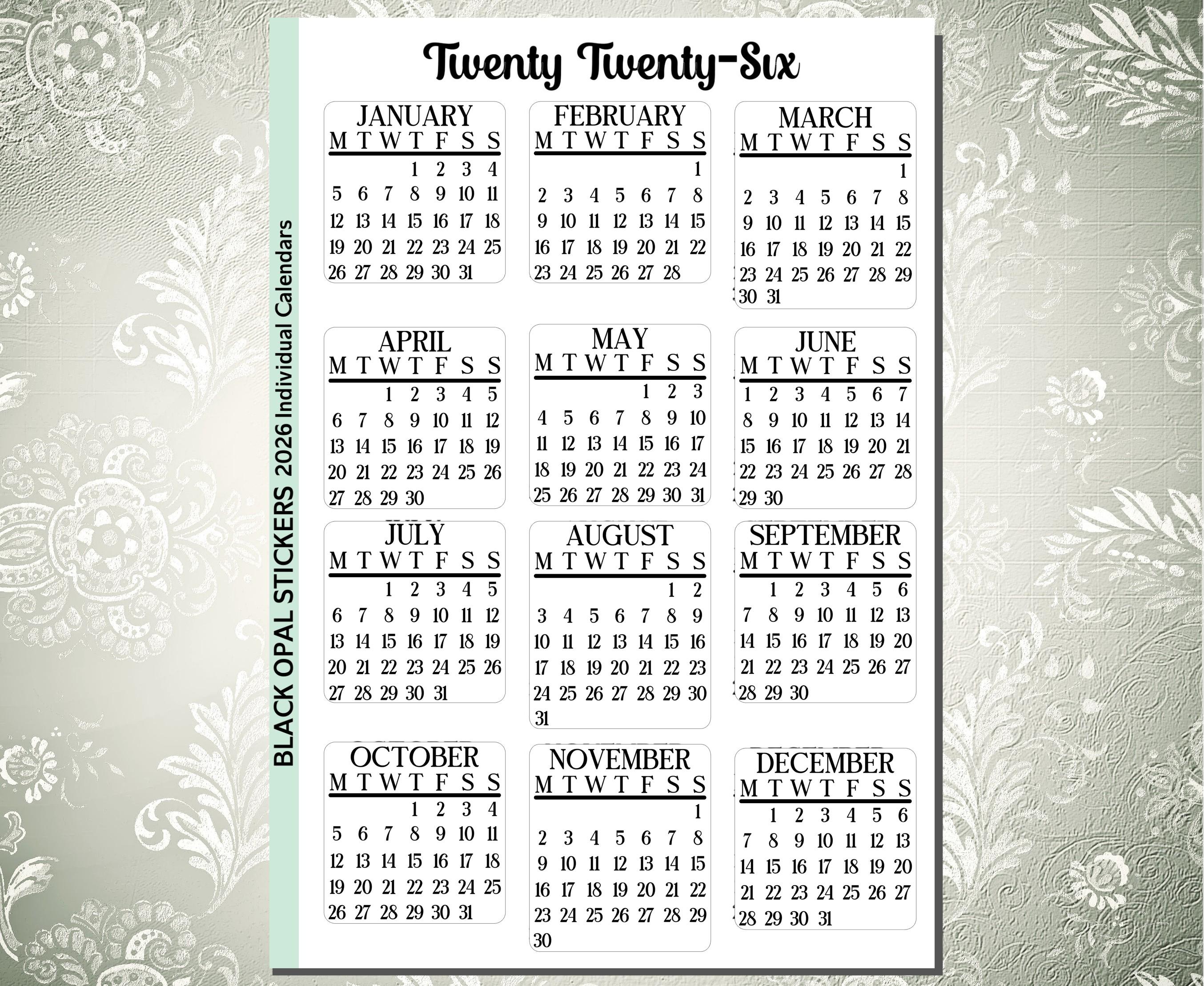 2026 Mini Calendar Stickers for Journals, Planners - Etsy Australia