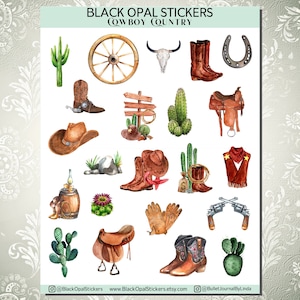 Cowboy Country Stickers for Bullet Journals, Scrapbooking, Cards, Kids, Craft