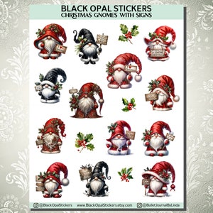 Christmas Gnomes with Signs Stickers | Journals | Planners | Scrapbooking | Craft | Card Making | Kids