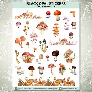 Mushroom Stickers for Bullet Journals, Scrapbooking, Cards, Kids, Craft