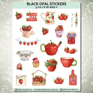 Strawberry Stickers for Bullet Journals, Scrapbooking, Cards, Kids, Craft