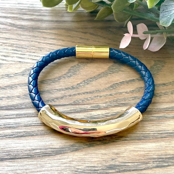 Blue Gold Bracelet Etsy