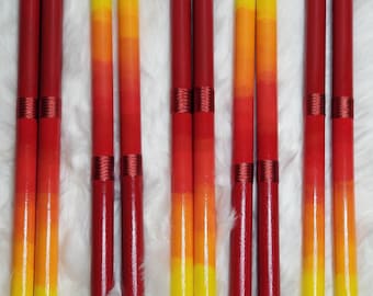 Fire-Mattah-War Sticks-red yellow orange Praise Instruments-Worship Sticks-Staff-painted wooden sticks-praise dance, painted like fire