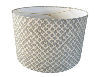 Blue and White Drum Shade Lampshade Multiple Sizes Blue Floral Patterned Clip Shades Extra Large Drum Shade Custom Lampshade | Made in USA