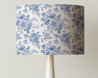 Toile Lampshade Blue Toile Floral Lampshade Blue and White Home Decor Custom Lampshade Toile de Jouy Drum Shade Traditional Decor