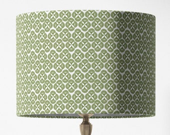 Green Patterned Lampshade Coastal Lampshade for Table Lamp Girls Room Traditional Home Decor Light Green White Lamp Shade | Handmade in USA