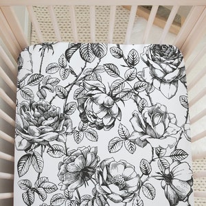 Black floral crib sheet sale