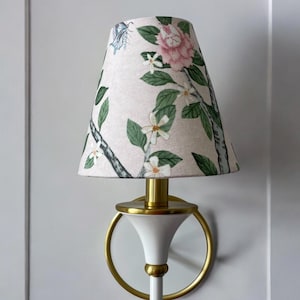 Chinoiserie Lampshade Floral Sconce Clip Shade Chandelier Small Lampshade Green Pink Floral Patterned Shades | Custom Lampshades Home Decor
