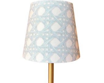 LED Lamp Shade, Cordless Light Lampshade Slipcover, Blue and Green, Outdoor Summer Fall Entertaining Blue Rattan Cane Home Decor Made in USA