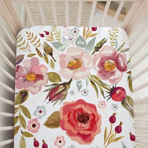 Floral Crib Sheet Baby Bedding Set Crib Sheet Girls Blush Pink Floral Fitted Sheets Girl Crib Bedding Pink Floral Nursery Decor