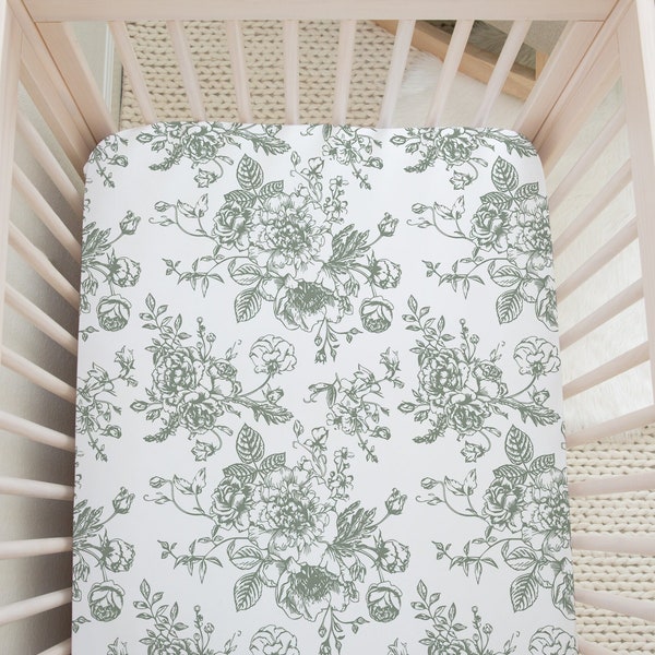 Sage Toile Crib Bedding Etsy