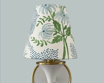 Blue Floral Clip On Lamp Shades for Chandelier or Sconce Lamps Blue Floral Patterned Clip Shades | Custom Lampshades Traditional Home Decor