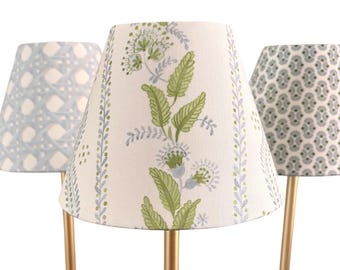 Cordless Tap Light Cover, Mahjong Table Lamp Shade, Blue Floral Lampshade, LED Lampshade, Outdoor Tablescape, Slipcover for Metal Lamp
