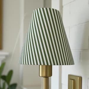 Green Striped Lampshade: Coastal Sconce Shade, Chandelier Lighting