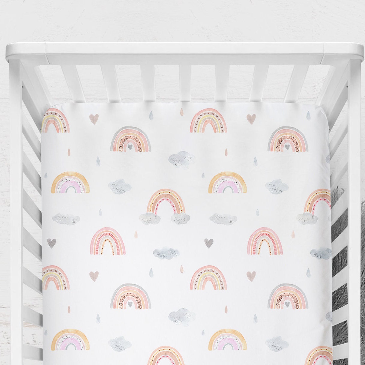 Rainbow Crib Sheet Boho Rainbow Baby Bedding Set Girl Crib Etsy España