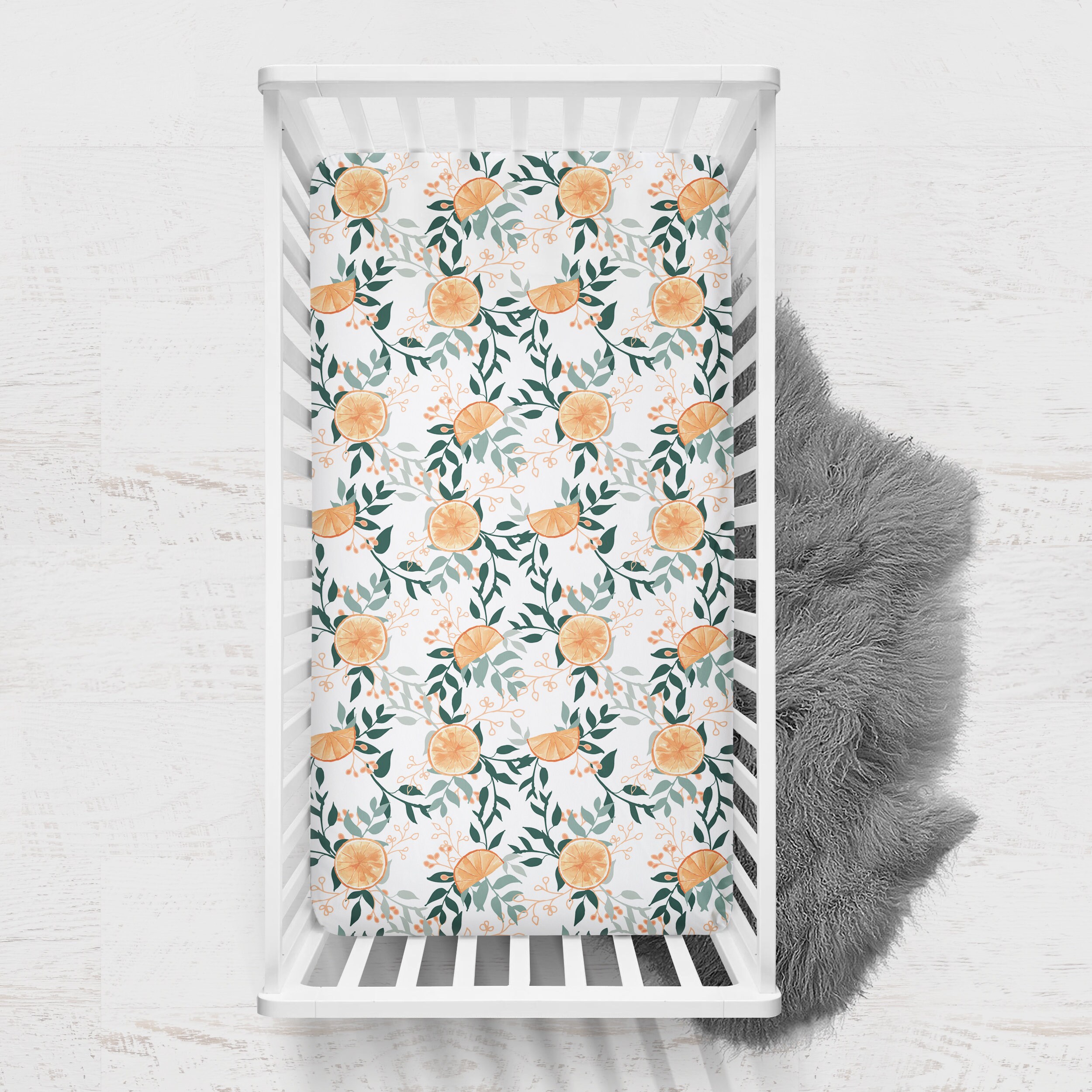 Citrus Baby Bedding Set Orange Crib Sheet Botanical Nursery Etsy
