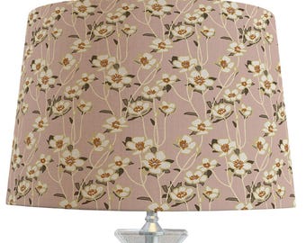 Floral Lampshade Pink and Beige Drum Shade for Table Lamp Traditional Home Decor Vintage Blush Pink and White Lamp Shade | Handmade in USA