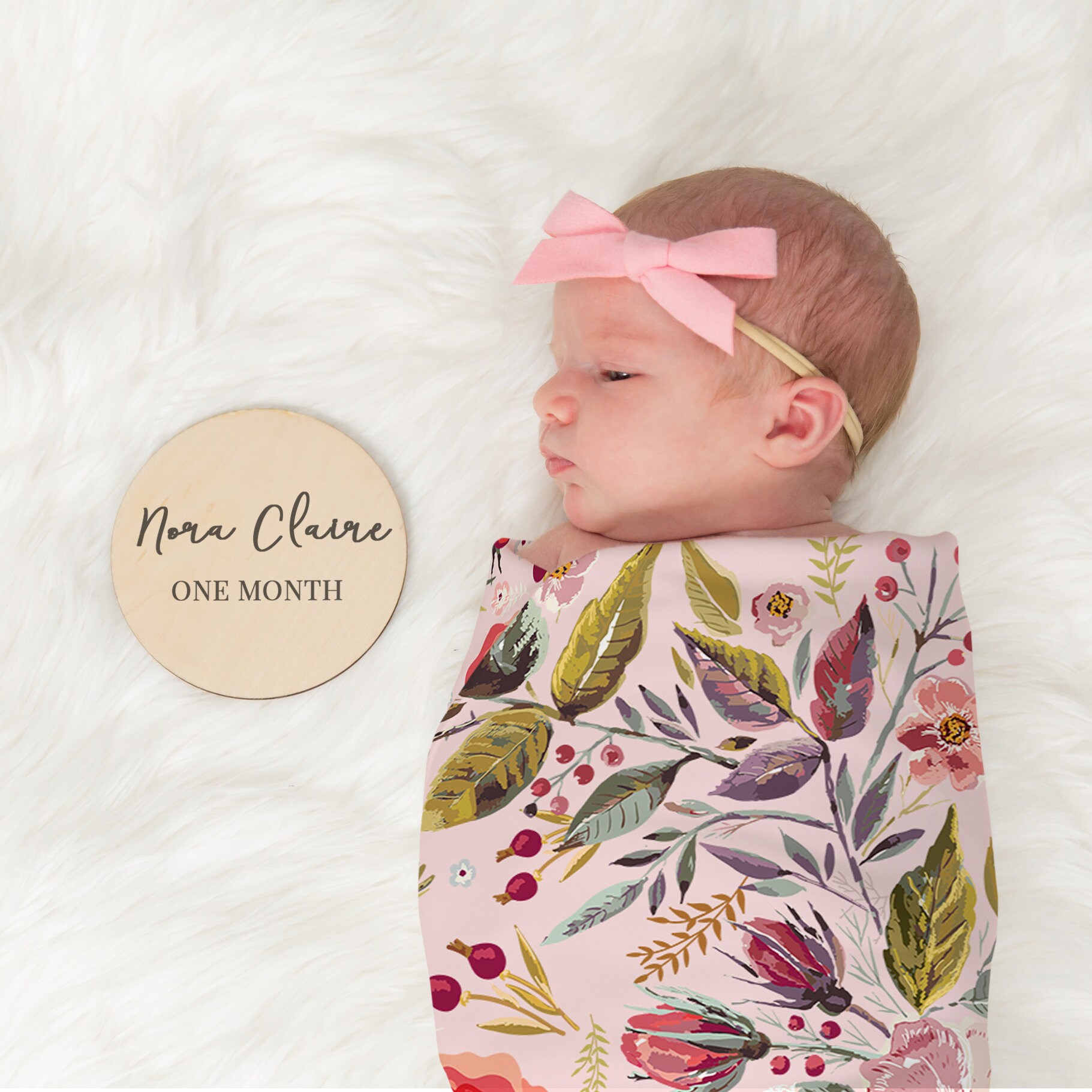 Fleece Baby Blanket Girl Pink Floral Swaddle Blanket Newborn Etsy