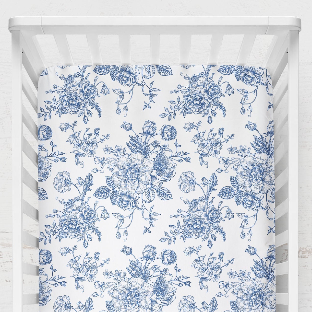 Navy floral hotsell crib bedding