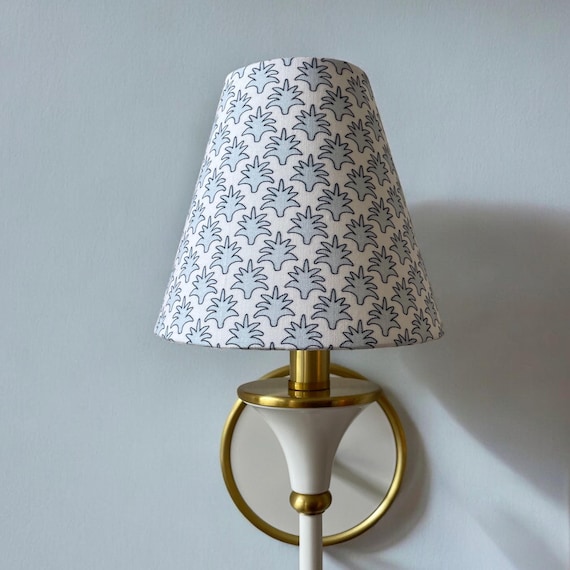 Clip on Lamp Shade Blue Sconce Lampshade Chandelier Clip Shade | Blue White Home Decor Custom Small Lampshade | Home Decor | Made in USA