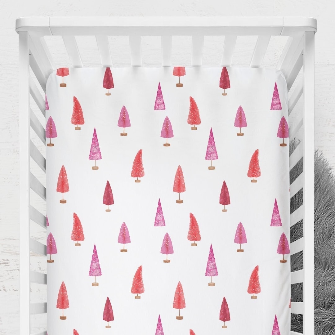 BLACK FRIDAY SALE // Pink Christmas Crib Sheet Girls Pink Etsy