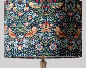 William Morris Lampshade Strawberry Thief Drum Shade for Table Lamp Traditional Home Decor Vintage Style Art Decor Lamp Shade | Made in USA