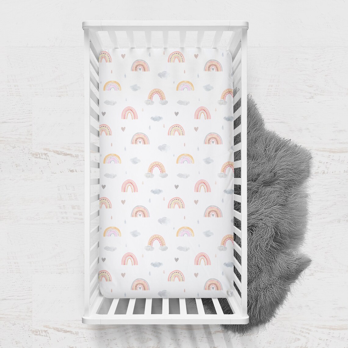 Rainbow Crib Sheet Boho Rainbow Baby Bedding Set Girl Crib Etsy