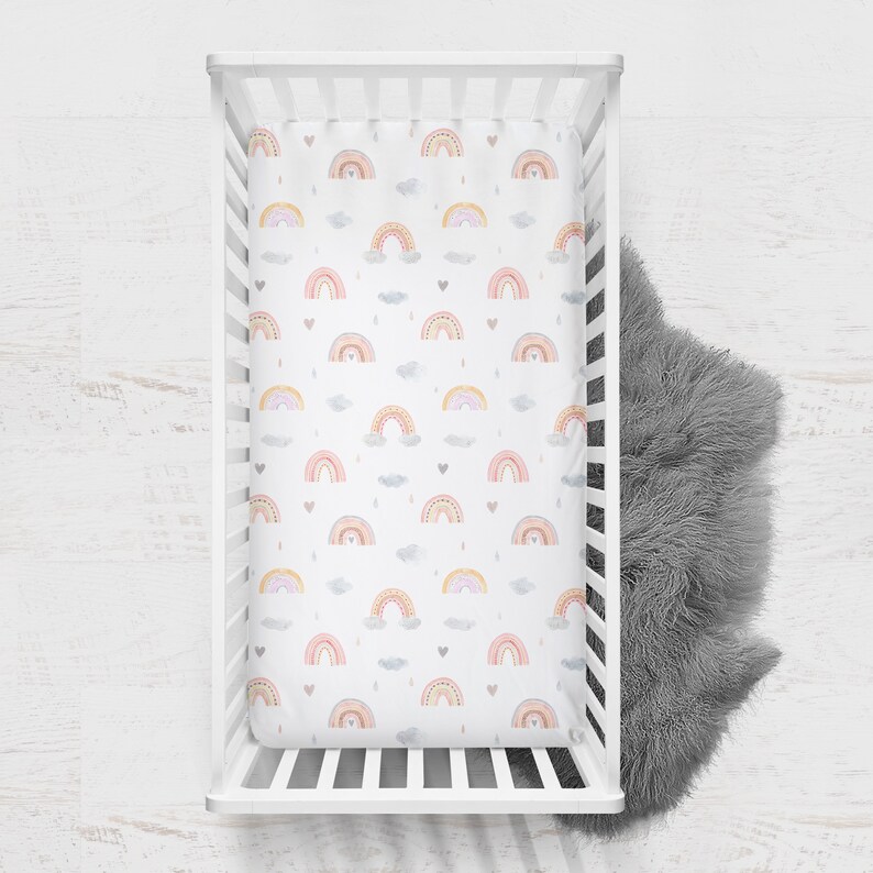Rainbow Crib Sheet Boho Rainbow Baby Bedding Set Girl Crib Etsy