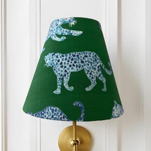 Cheetah Sconce Shade Green Lampshade Blue Modern Lamp Shade Leopard Blue White Chandelier Shade Pattern Custom Lampshade | Preppy Home Decor