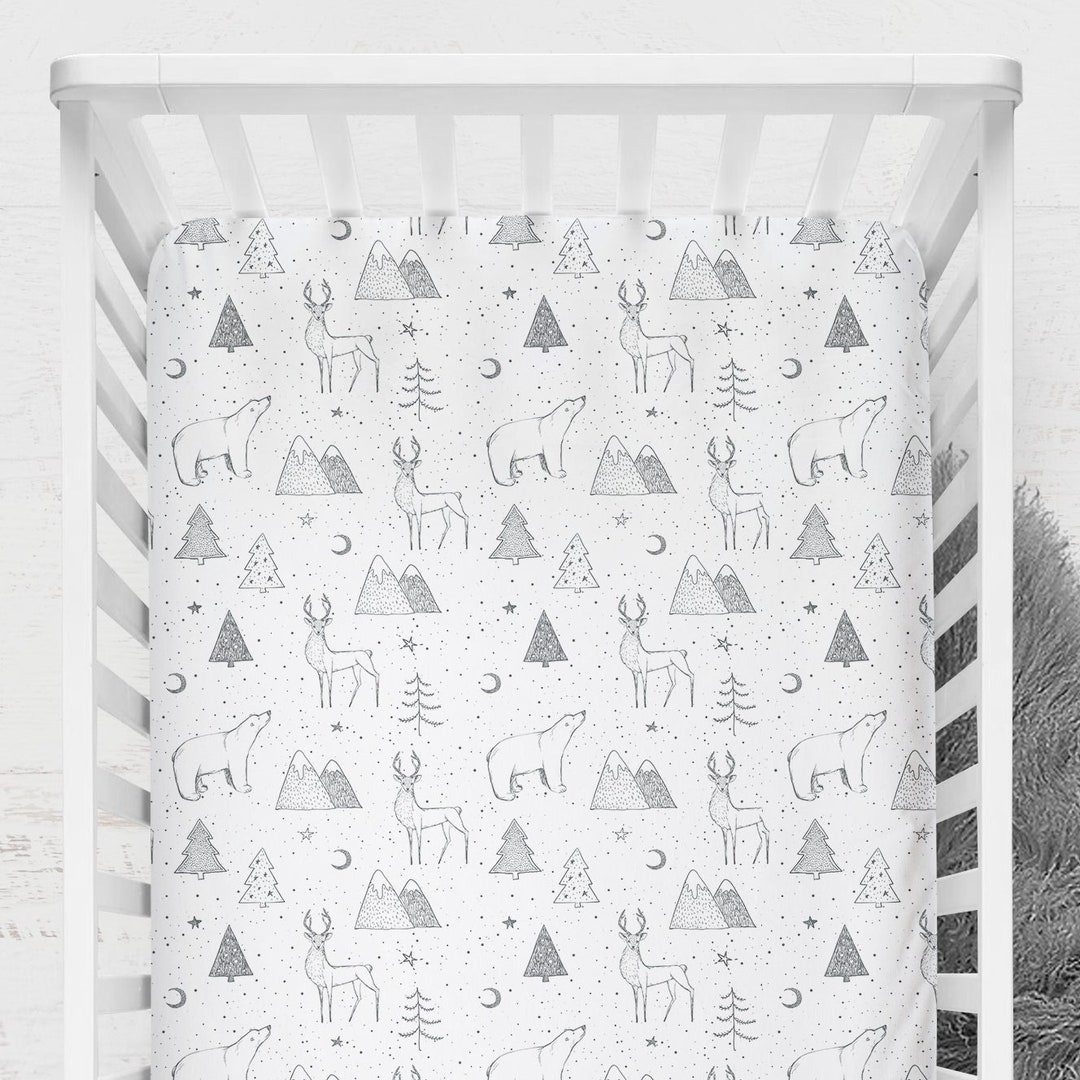 Woodland Winter Crib Sheet Christmas Crib Sheet Deer Antler Etsy