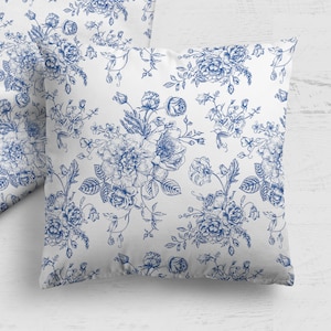 Throw Pillow Blue and White Floral Pillow Light Blue Floral Baby Bedding Set Preppy Nursery Traditional Home Decor Accent Girls Crib Sheet