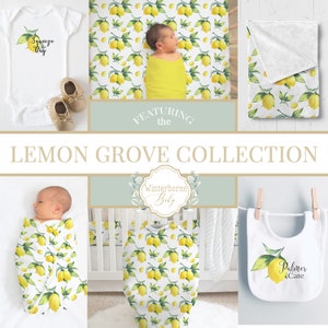 Lemon Nursey Bedding Set - Lemon Swaddle - Lemon Baby Blanket - Summer Lemon Crib Sheet - Gender Neutral - Lemon Baby Shower - Lemon Nursery