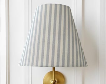 Light Blue Striped Lampshade Sconce Shade for Chandelier Light Pastel Blue Lamp Shade |  Preppy Stripes Blue and White Home Decor