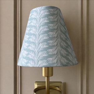 Blue Coastal Lampshade Palm Leaves Sky Blue Lamp Shade Light Blue Chandelier Shade Patterned Lampshade Southern Coastal Beach Home Decor