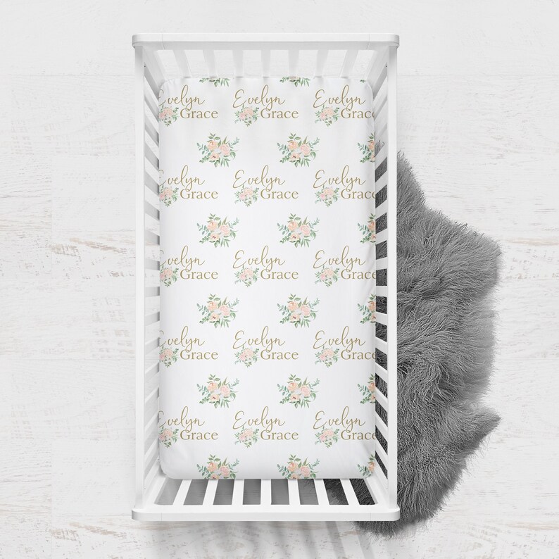 Floral Crib Sheet Personalized Crib Sheet Baby Name Blanket Etsy