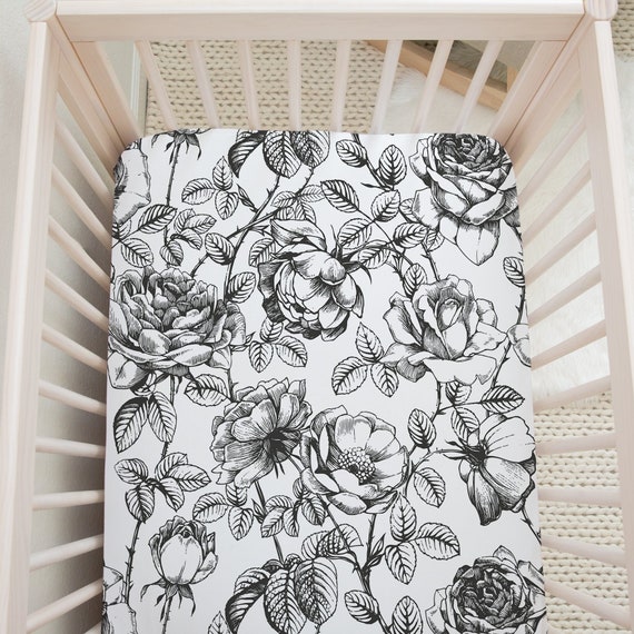 Black and white fitted crib sheet sale