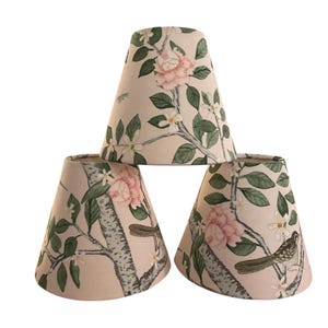 Blush Pink Sconce Shade Chinoiserie Lamp Shade Clip on Chandelier Lampshade Traditional Green Floral Patterned Shades | Custom Home Decor