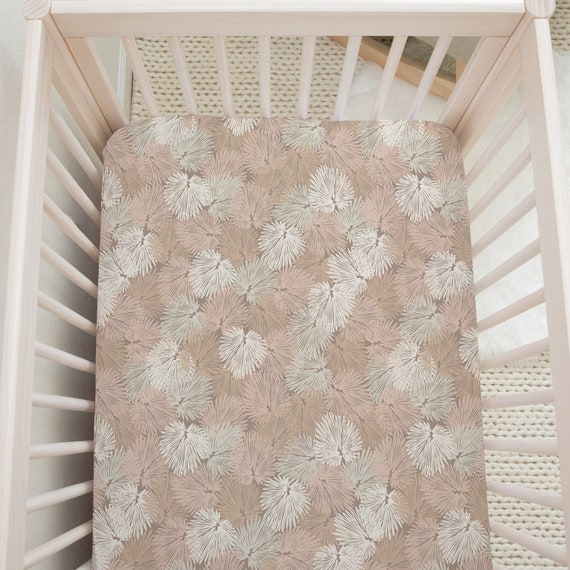 Tropical Crib Sheet Girls Fan Palm Tree Crib Sheet Southwest Etsy