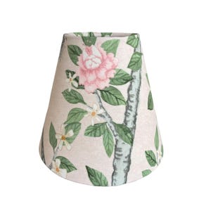 Floral Sconce Shade Chinoiserie Lamp Shade Clip on Chandelier Lampshade Traditional Green Pink Floral Patterned Shades | Custom Home Decor