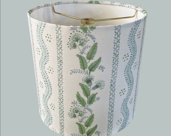 Blue and White Lampshade Floral Lampshade Green Vines Blue Drum Shade Custom Lampshade Traditional Home Decor | Danika Herrick | Made in USA