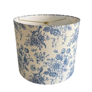 Toile Lampshade Blue Floral Lamp Shade Blue and White Home Decor Toile de Jouy Drum Shade Traditional Decor Grandmillenial | Made in USA