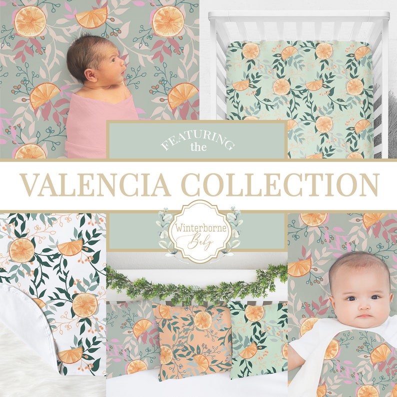 Citrus Baby Bedding Set Orange Crib Sheet Botanical Nursery Etsy