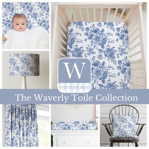 Floral Crib Sheet Light Blue Floral Baby Bedding Set Preppy Nursery Pastel Blue Toile Crib Sheet Fitted Sheets Classic Floral Nursery