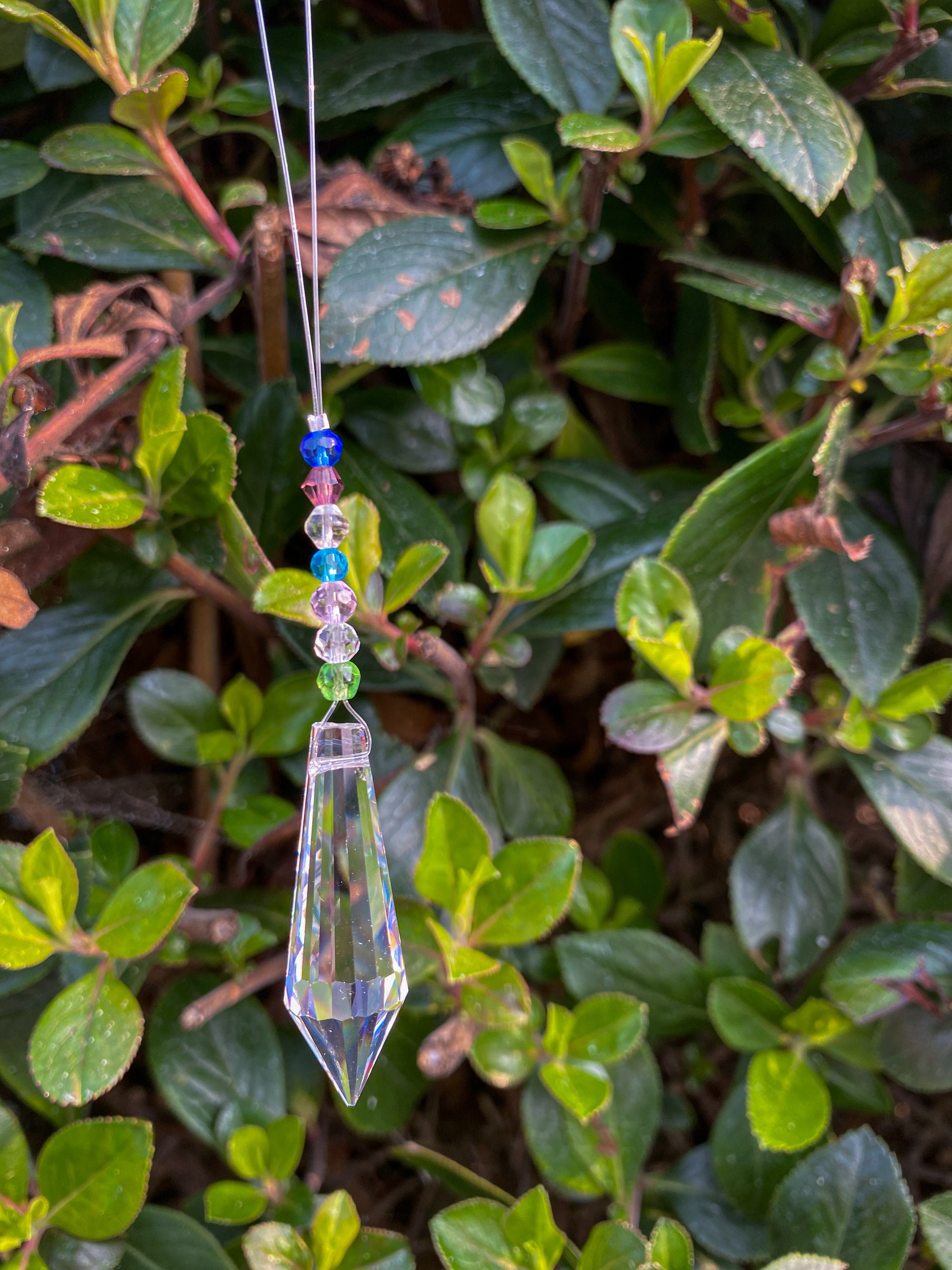 Crystal Prism Suncatcher With Colored Crystal Beads Etsy Sweden