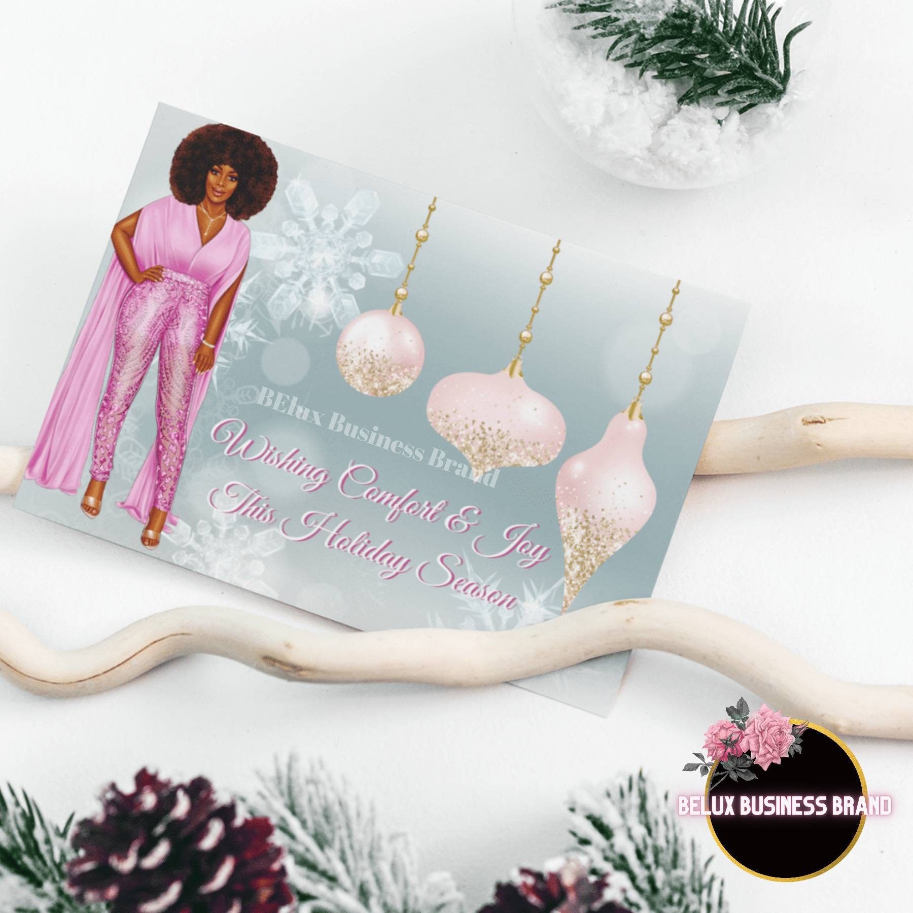 Pink Glam Printable Christmas Card Template Digital Download - Etsy