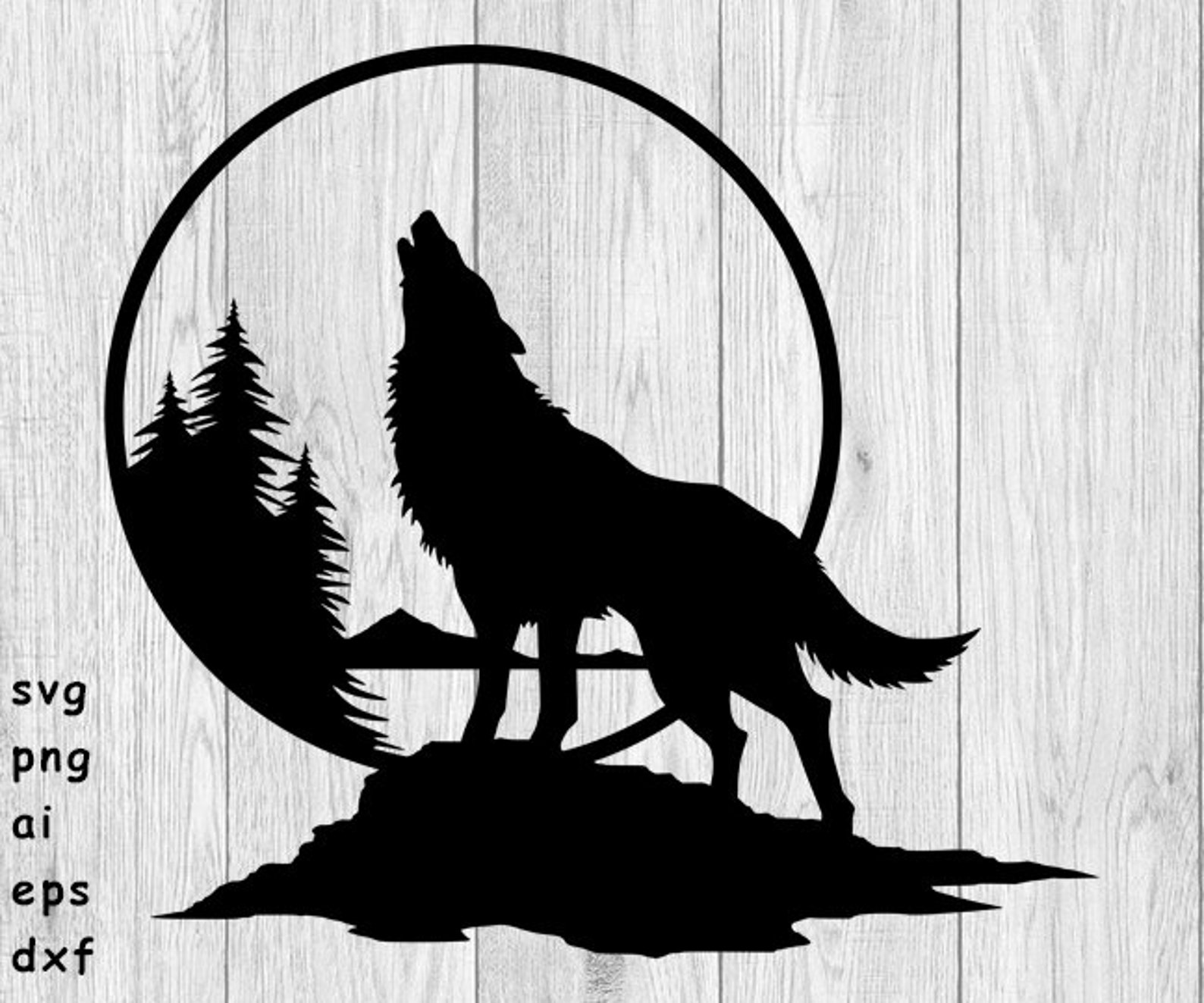 Wolf heulenden Wolf Combo Pack Svg Png ai eps dxf | Etsy