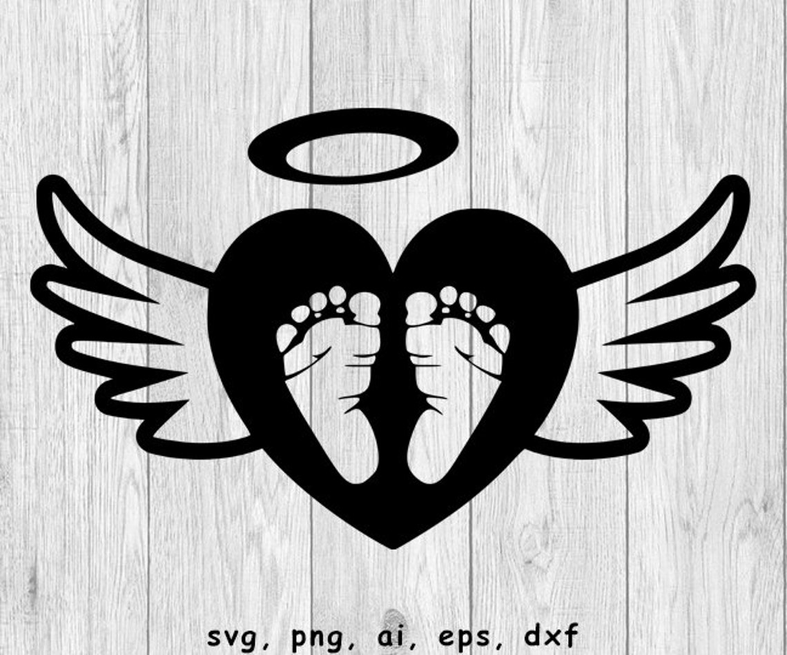 Baby Angel Wings Baby Footprint Wings svg png ai eps Etsy
