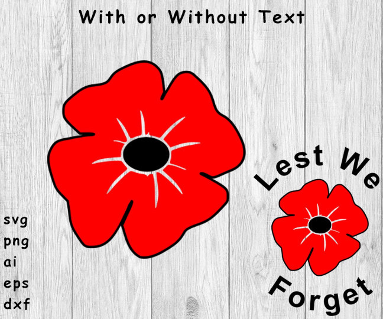 Anzac Day Poppy svg png ai eps dxf files for Auto Etsy