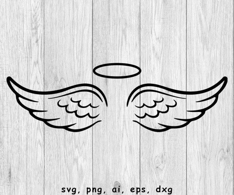 Angel Wings Halo svg png ai eps dxf files for Auto Etsy
